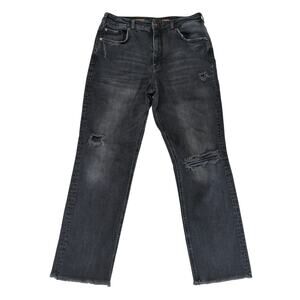 Pilcro Vintage Straight Leg Jeans Black‎ Distressed Women's 32 Stretch High-Rise